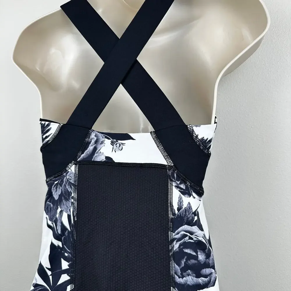 Lululemon Women's Lululemon Push Ur Limits Tank Brisk Bloom Black White Black 4